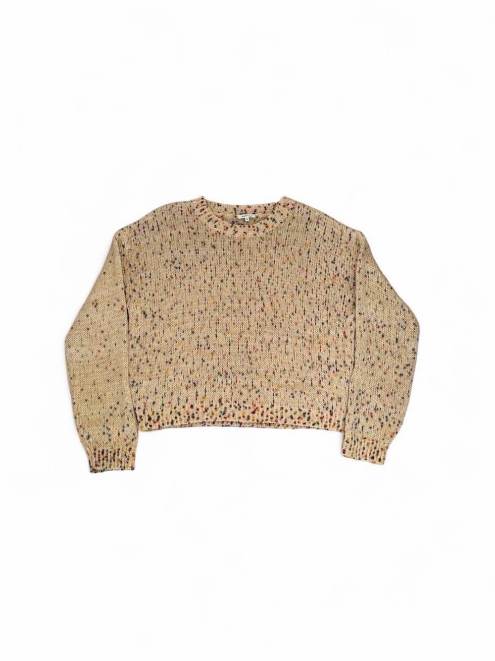 Another Love Cream Speckled Cropped Crewneck Sweater